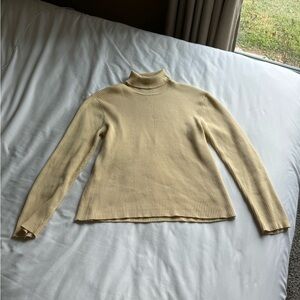 Ralph Lauren Vintage Butter Yellow Turtleneck Sweater Size XL 100% Cotton